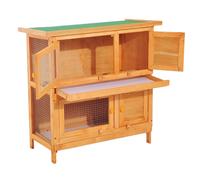 PawHut 2-tier Rabbit Hutch Small Animal Wooden Bunnies House Outdoor Backyard 2