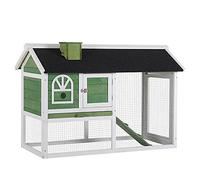 PawHut 2 Tiers Rabbit Hutch and Run with Sliding Tray for 2-4 Rabbits Green