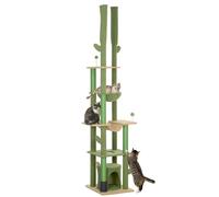 PawHut 225-255Hcm Floor To Ceiling Cat Tree W/ Hammocks - Condo - Green | TJ Hughes