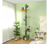 PawHut 230-275cm Floor-to-Ceiling Cat Tree for Indoor Cats with Cat House