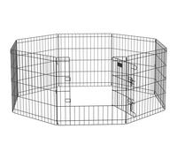 PawHut 24'' Pet Dog Playpen, Eight-Panel Metal Fence, Black