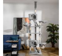 Pawhut 240-260Cm Floor To Ceiling Cat Tree With Scratching Posts In Light Grey Light Grey