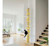 PawHut 242cm Adjustable Floor-To-Ceiling Cat Tower w/ Anti-Slip Kit - Yellow | TJ Hughes