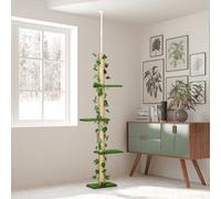 242cm Adjustable Floor-To-Ceiling Cat Tree w/ Anti-Slip Kit - Green