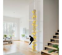 Pawhut 242Cm Adjustable Floor-To-Ceiling Cat Tower W/ Anti-Slip Kit In Yellow Yellow