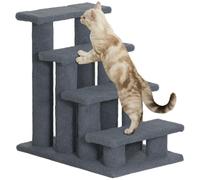 PawHut 25"""" 4-Step Multi-Level Carpeted Cat Scratching Post Pet Stairs - Grey