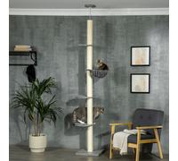 PawHut 250cm Floor to Ceiling Cat Tree with Hammock