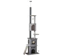 Cat Tree Floor to Ceiling Kitty Activity Center Light Grey