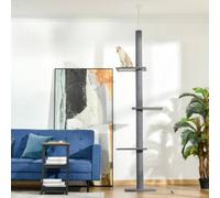 Pawhut 260Cm Cat Tree Floor To Ceiling Adjustable Height, Grey