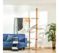 Pawhut 260Cm Floor To Ceiling Cat Tree For Indoor Cats W/ Three Platforms In Brown Brown