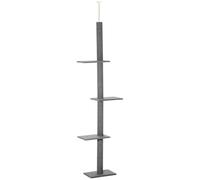 PawHut 260cm Floor To Ceiling Cat Tree Indoor Cats, Grey | Activity Centre w/ Three Platforms