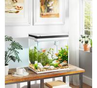 Pawhut 26L Small Fish Tank With Filter System, Led Lights, Water Pump, White