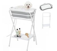 Pawhut 27L Dog Bath Tub Foldable Pet Bathtub With Stand Grey Grey