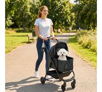 Pawhut 3 In 1 Foldable Pet Stroller For Small Dog With Travel Carrier, Black