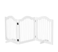 PawHut 3 Panels Dog Gate w/ Support Feet Fence Safety Barrier Freestanding Wood White
