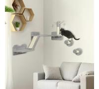 PawHut 3-Piece Corner Design Cat Wall Shelves Furniture, Light Grey