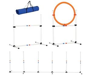 PawHut 3 Piece Pet Agility Training Equipment Dog Play Run Jump Obedience Training Set Adjustable (Pole + Hoop + Hurdle)