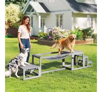 Pawhut 3 Pieces Wooden Dog Agility Training Equipment In Grey Grey