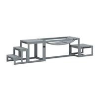 PawHut 3 Pieces Wooden Dog Agility Training Equipment with Soft Bridge, Pause Platform and Pet Stair for Outdoor, Grey