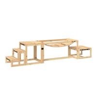 PawHut 3 Pieces Wooden Dog Agility Training Equipment with Soft Bridge, Pause Platform and Pet Stair for Outdoor, Natural Wood