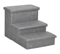 PawHut Cat Stairs with Storage Boxes, 3 Steps Dog Stairs for Bed, Couch, Sofa
