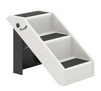 PawHut 3-Step Folding Dog Stairs with Non-Slip Steps Plastic Pet Stair 53 x 30.5 x 36.5 cm Cream