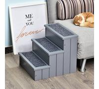 PawHut 3 Step Wooden Dog Steps Pet Stairs for Dogs