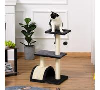PawHut 3-Tier Cat Tree Tower with Sisal Scratch Post & Arc Perch, 72cm, Black - D30-351