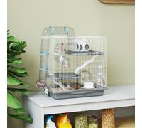 PawHut 3-Tier Hamster Cage, Gerbil Cage for Dwarf Hamsters, 45 x 30 x 45 cm - 45L x 30W x 45H cm - 1 - Metal Wire, Plastic