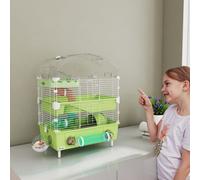 PawHut 3-Tier Hamster Cage, Hamster Habitat with Accessories, Green, Green