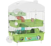PawHut 3-Tier Hamster Cage, Hamster Habitat with Accessories, Green, Green