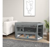Pawhut 3 Tier Wooden Hamster Cage Gerbil Play Centre W/ Sliding Tray Ramps In Grey Grey