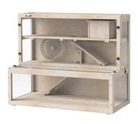 Pawhut 3 Tier Wooden Hamster Cage With Hut, Wheel, Ramps, 100 X 50 X 84 Cm In Natural Natural