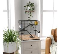 PawHut 3 Tiers Hamster Cage w/ Deep Glass Bottom, Dish, Hut, 60x40x54.5cm