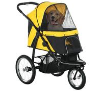 PawHut 3 Wheel Pet Stroller Foldable Cat Pram - Yellow, Yellow