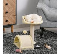 PawHut 36Lx36Wx44H cm Cat Tree Scratching Post-Beige