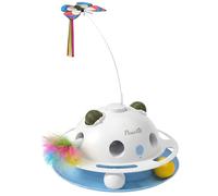 PawHut 4-in-1 Interactive Cat Toys for Indoor Cats Adult, Automatic Smart Sensing Kitten Toy with Spinning Butterfly, Shooting Feathers & Catnip Balls, Dual Power Mode for Boredom Relief