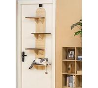 Pawhut 4-Level Cat Tree Door Mounted With Washable Plush Pads, Toy Ball Grey