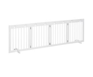 PawHut 4 Panels Solid Pine Wood Folding Pet Safety Gate 204 x 30 x 61 cm White