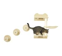 PawHut 4 Piece Cat Shelves, Cat Wall Furniture with Hammock, Steps, Jumping Platforms, Scratching Posts, Wall Mounted Kitty Tree for Indoor Kittens, Beige