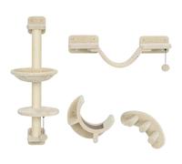 Pawhut 4 Piece Cat Wall Furniture Hammock Ladder Steps Plush Sisal Beige Beige