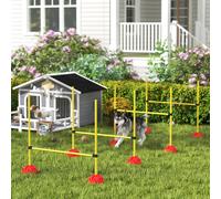 Pawhut 4 Piece Dog Agility Equipment With 4 Hurdle Bar For Jump Training In Yellow Yellow