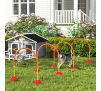 PawHut 4 Piece Dog Agility Training Equipment with 4 Adjustable Width Doors, Carry Bag, Easy to Assemble, Dog Obstacle Course for Garden, Orange