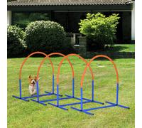 PawHut 4-Piece Dog Agility Training Set with Carry Bag - Portable Obstacle Bows (D07-037V00BU, Blue/Orange)