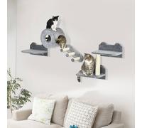 PawHut 4PCs Wall Mounted Cat Tree with Platforms for Indoor Kittens Grey