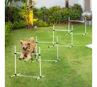 PawHut 4 Pieces Dog Agility Training Equipment with Carrying Bag, White - White - PE, PVC, ABS - 1