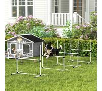 PawHut 4 Pieces Dog Agility Training Equipment with Carrying Bag, White