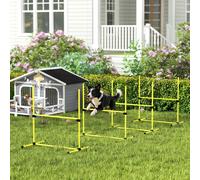 PawHut 4 Pieces Dog Agility Training Equipment with Carrying Bag, Yellow