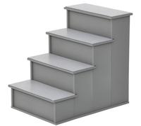 PawHut 4 Step Dog Steps for Bed, 40 x 59 x 54.2 cm, Grey | Wooden Dog Steps for Sofa, Pet Stairs for Bed Couch, Non-Slip Carpet, Cats Puppies