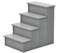 PawHut 4 Step Dog Steps for Bed, Wooden Dog Steps for Sofa, Pet Stairs for Bed Couch with Non-Slip Carpet for Cats and Puppies, 40 x 59 x 54.2 cm, Grey